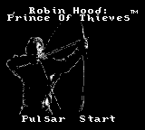 Robin Hood Prince of Thieves title screen for GameBoy